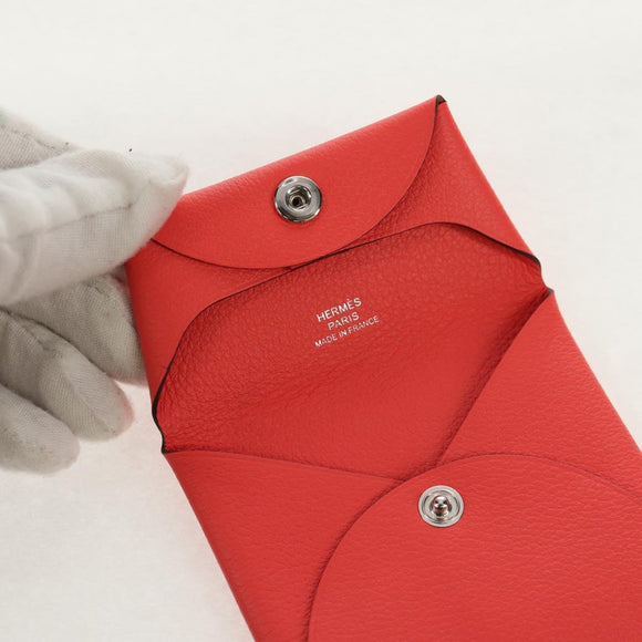 HERMES Epsom Bastia Coin Purse Leather Pink Auth am10117V