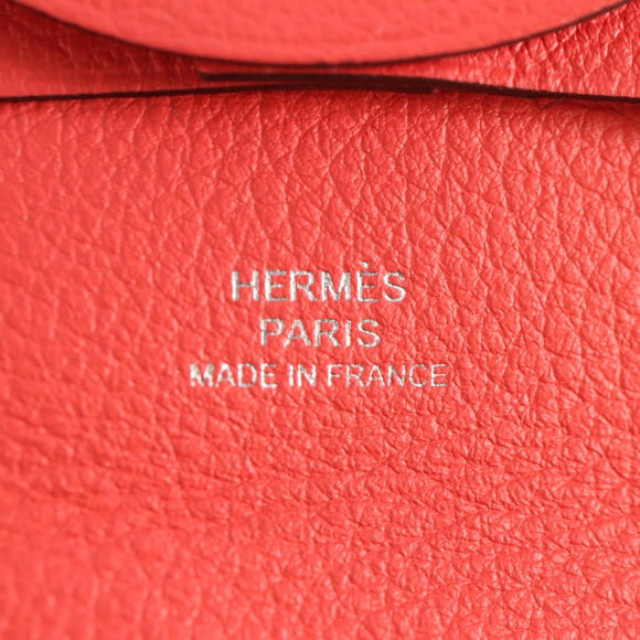 HERMES Epsom Bastia Coin Purse Leather Pink Auth am10117V
