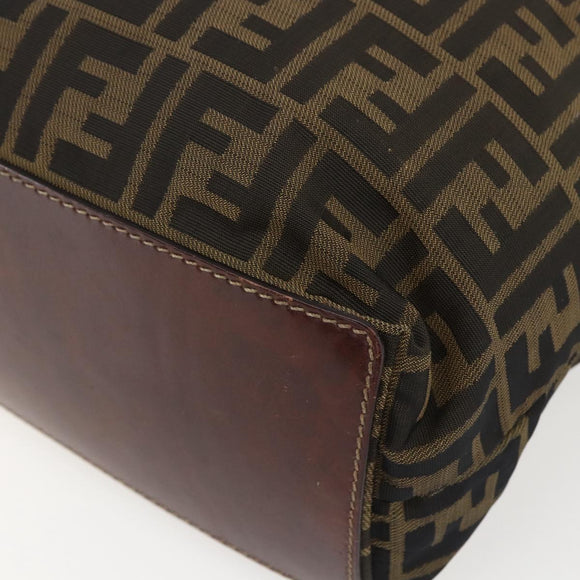 FENDI Zucca Canvas Tote Bag Black Brown Auth am10121