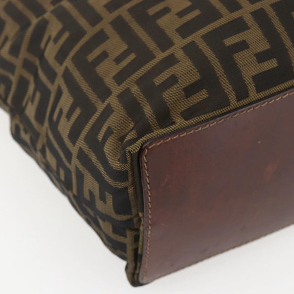 FENDI Zucca Canvas Tote Bag Black Brown Auth am10121