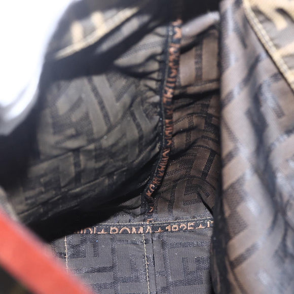 FENDI Zucca Canvas Tote Bag Black Brown Auth am10121