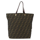 FENDI Zucca Canvas Tote Bag Black Brown Auth am10121-13