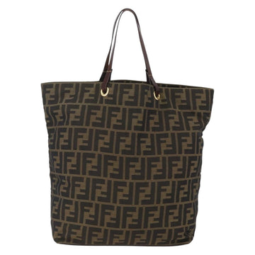 FENDI Zucca Canvas Tote Bag Black Brown Auth am10121 - 0