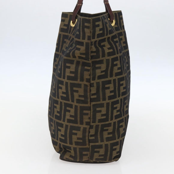 FENDI Zucca Canvas Tote Bag Black Brown Auth am10121