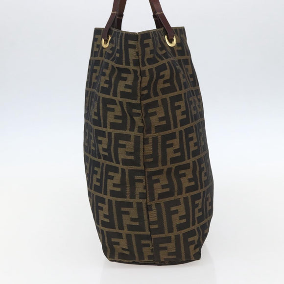 FENDI Zucca Canvas Tote Bag Black Brown Auth am10121