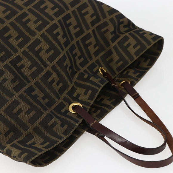 FENDI Zucca Canvas Tote Bag Black Brown Auth am10121