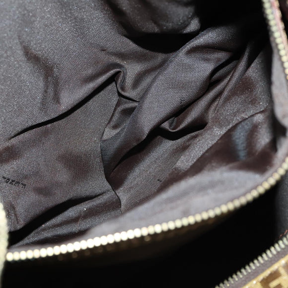 FENDI Zucchino Canvas Boston Bag Brown Gold Auth am10122