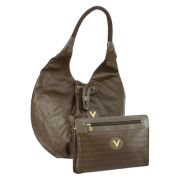 VALENTINO Tote Bag Nylon 2 Set Brown Auth am10126