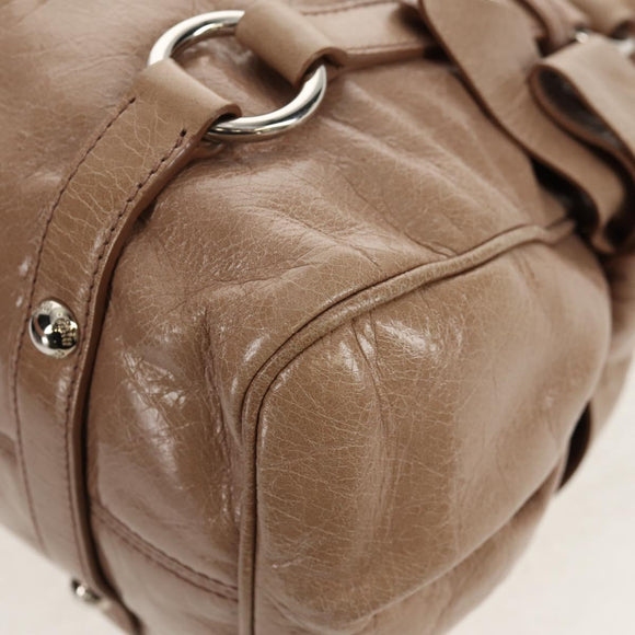 Miu Miu Hand Bag Leather 2way Beige Silver Auth am10130V