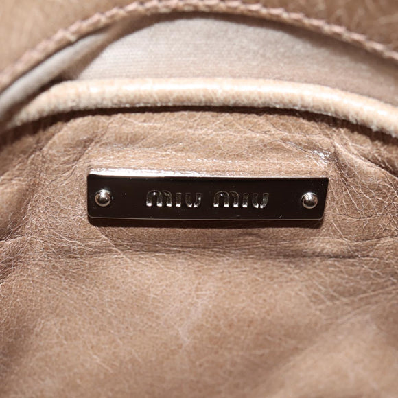 Miu Miu Hand Bag Leather 2way Beige Silver Auth am10130V
