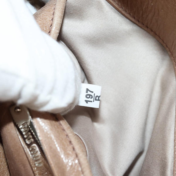 Miu Miu Hand Bag Leather 2way Beige Silver Auth am10130V