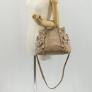 Miu Miu Hand Bag Leather 2way Beige Silver Auth am10130V-26