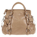 Miu Miu Hand Bag Leather 2way Beige Silver Auth am10130V-3