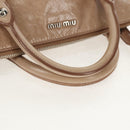 Miu Miu Hand Bag Leather 2way Beige Silver Auth am10130V-7