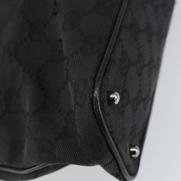 GUCCI GG Canvas Tote Bag Black Silver 113016 Auth am10131