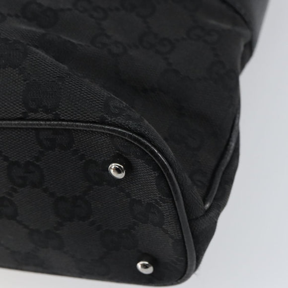 GUCCI GG Canvas Tote Bag Black Silver 113016 Auth am10131