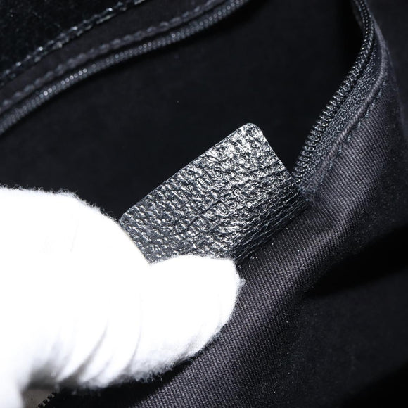 GUCCI GG Canvas Tote Bag Black Silver 113016 Auth am10131