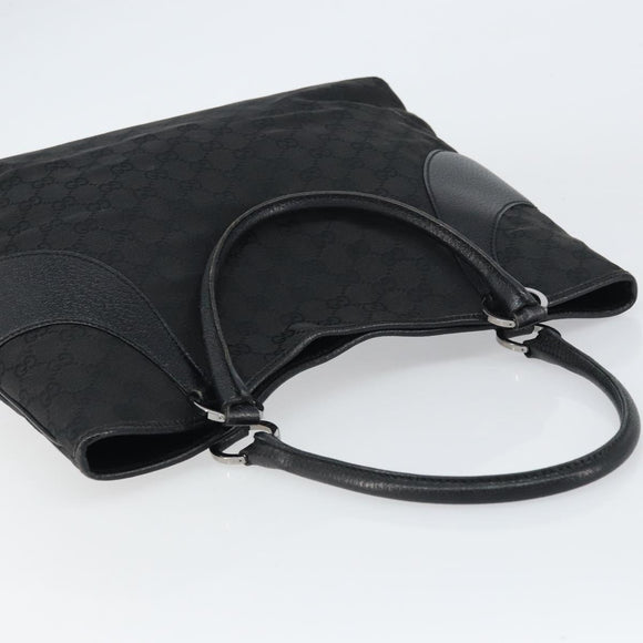 GUCCI GG Canvas Tote Bag Black Silver 113016 Auth am10131