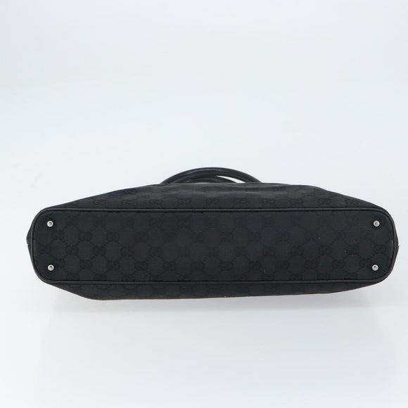 GUCCI GG Canvas Tote Bag Black Silver 113016 Auth am10131