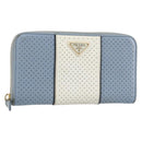 PRADA Long Wallet Safiano leather Blue Gold Auth am10132-1