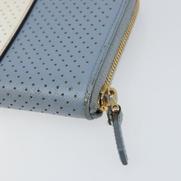 PRADA Long Wallet Safiano leather Blue Gold Auth am10132