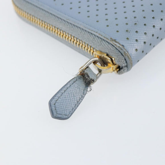 PRADA Long Wallet Safiano leather Blue Gold Auth am10132