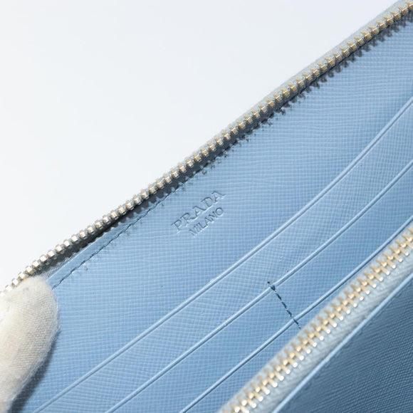 PRADA Long Wallet Safiano leather Blue Gold Auth am10132