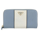 PRADA Long Wallet Safiano leather Blue Gold Auth am10132-13