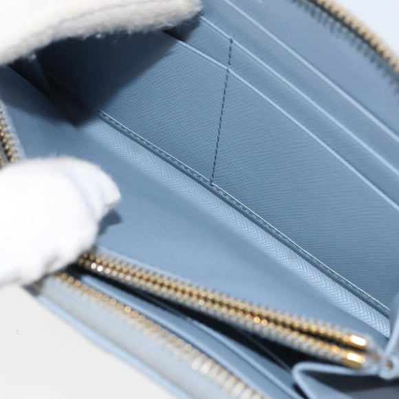 PRADA Long Wallet Safiano leather Blue Gold Auth am10132