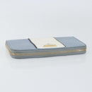 PRADA Long Wallet Safiano leather Blue Gold Auth am10132-5