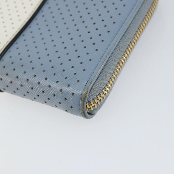 PRADA Long Wallet Safiano leather Blue Gold Auth am10132