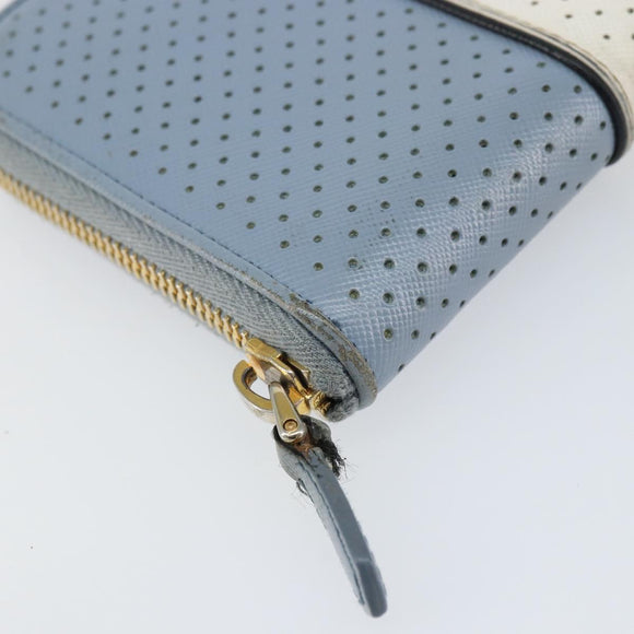 PRADA Long Wallet Safiano leather Blue Gold Auth am10132