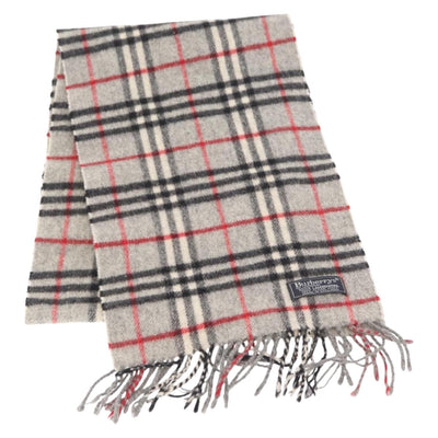 Burberrys Nova Check Scarf Wool Gray Auth am10135