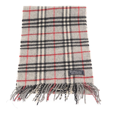 Burberrys Nova Check Scarf Wool Gray Auth am10135 - 0