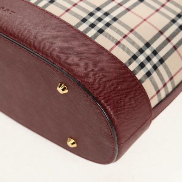 BURBERRY Nova Check Tote Bag Canvas Beige Gold Auth am10137V