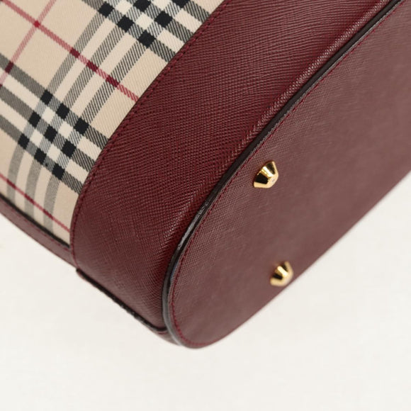 BURBERRY Nova Check Tote Bag Canvas Beige Gold Auth am10137V