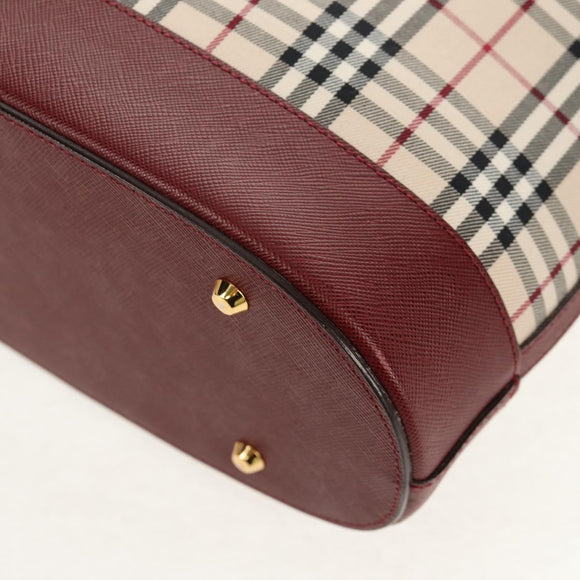 BURBERRY Nova Check Tote Bag Canvas Beige Gold Auth am10137V