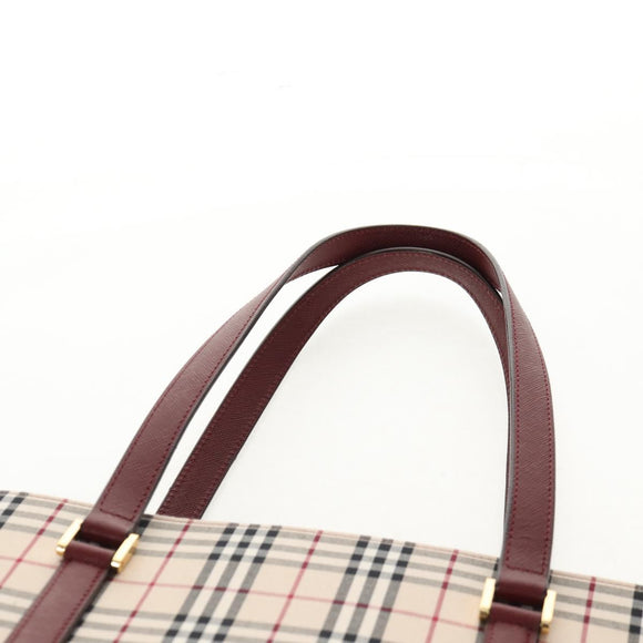 BURBERRY Nova Check Tote Bag Canvas Beige Gold Auth am10137V