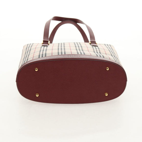 BURBERRY Nova Check Tote Bag Canvas Beige Gold Auth am10137V