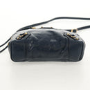BALENCIAGA Classic Reporter Shoulder Bag Leather Navy Gold 488795 Auth am10138V-5