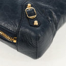BALENCIAGA Classic Reporter Shoulder Bag Leather Navy Gold 488795 Auth am10138V-15