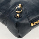 BALENCIAGA Classic Reporter Shoulder Bag Leather Navy Gold 488795 Auth am10138V-16