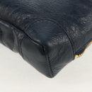 BALENCIAGA Classic Reporter Shoulder Bag Leather Navy Gold 488795 Auth am10138V-18