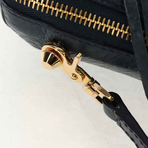 BALENCIAGA Classic Reporter Shoulder Bag Leather Navy Gold 488795 Auth am10138V