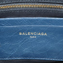 BALENCIAGA Classic Reporter Shoulder Bag Leather Navy Gold 488795 Auth am10138V-21