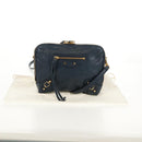 BALENCIAGA Classic Reporter Shoulder Bag Leather Navy Gold 488795 Auth am10138V-12
