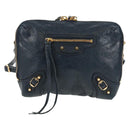 BALENCIAGA Classic Reporter Shoulder Bag Leather Navy Gold 488795 Auth am10138V-13