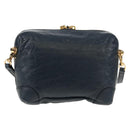BALENCIAGA Classic Reporter Shoulder Bag Leather Navy Gold 488795 Auth am10138V-2