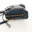 BALENCIAGA Classic Reporter Shoulder Bag Leather Navy Gold 488795 Auth am10138V-3