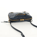 BALENCIAGA Classic Reporter Shoulder Bag Leather Navy Gold 488795 Auth am10138V-6